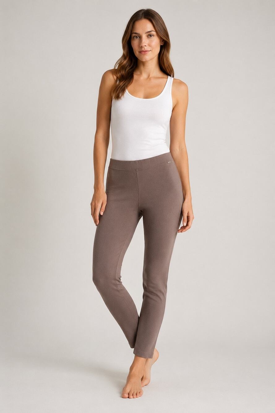 St. John Knit Leggings – Taupe Pull-On Stretch Pants